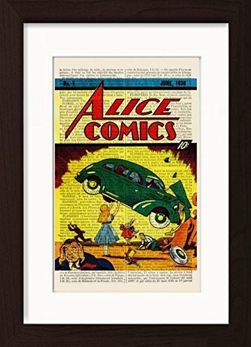 Alice in Wonderland IS Superman Ready To Frame Mounted  Matted Dictionary Art Print