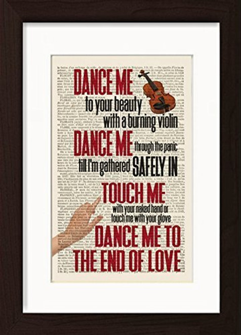 Leonard Cohen Inspired Dance Me To The End Of Love Lyrics Ready To Frame Mounted  Matted Dictionary Art Print