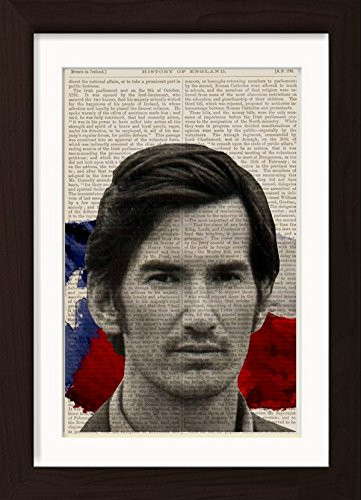 Townes Van Zandt with Texan Flag Ready To Frame Mounted Matted Dictionary Page print