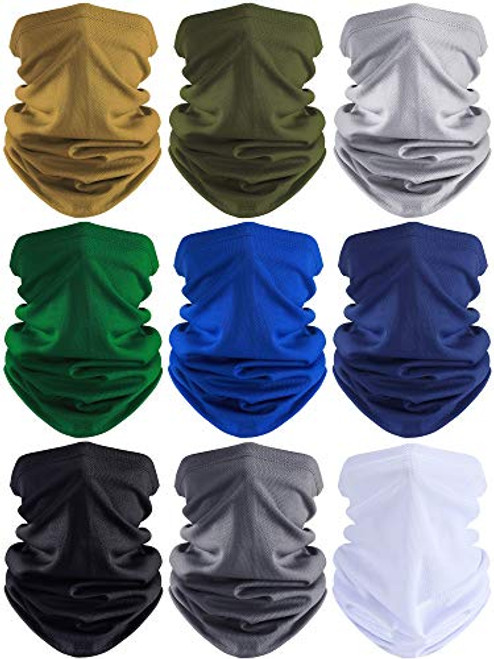 9 Pieces Summer Face Cover UV Protection Neck Gaiter Scarf Sunscreen Breathable Bandana