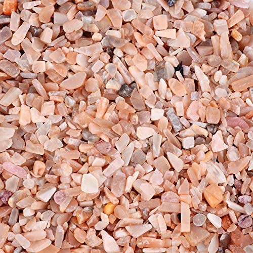 Natural Quartz Crystal Stones Sunstone Tumbled Tiny Chips 3-5mm 1lb Mini Gemstones Healing Energy Reiki Stone Polished Gem for Home Decorative Fengshui Jewelry Making  3-5mm  Sunstone