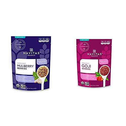 NAVITAS MULBERRIES ORG 8OZ and Navitas Organics Goji Berries 8oz. Bag Organic Non-GMO Sun-Dried Sulfite-Free NAVITAS MULBERRIES ORG 8OZ and Navitas Organics Goji Berries 8oz. Bag Organic Non-GMO Sun-Dried Sulfite-Free