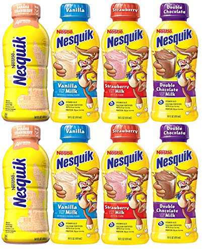 NESQUIK  Variety Pack  Vanilla  Strawberry Banana  Double Dark Chocolate  Strawberry  8 count