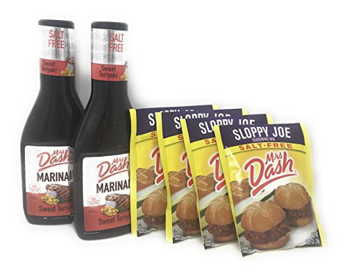 Mrs. Dash Seasoning Bundle Two Bottles of Salt- Free Sweet Teriyaki Sauce and Four packets of Salt Free Floppy Joe Mix Mrs. Dash Seasoning Bundle Two Bottles of Salt- Free Sweet Teriyaki Sauce and Four packets of Salt Free Floppy Joe Mix