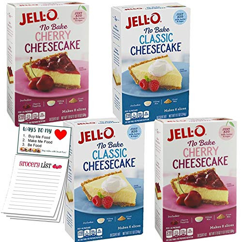 No Bake Cheesecake Variety Pack of 4   Cherry Cheesecake   Classic Cheesecake   Jell-O No Bake Cheesecake Bundle   Snack Fun Shopping Pad