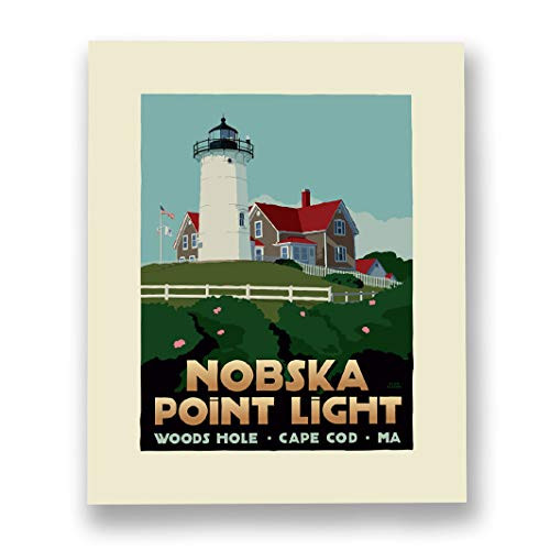Nobska Point Light  Cape Cod Print  8x10 Lighthouse Travel Poster  Wall Decor Art