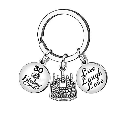 Niceter 13th 16th 18th 21st 30th 40th 50th 60th Birthday Gifts for Women Men Keychain Key Chin Ring Stainless Steel Jewelry  30th