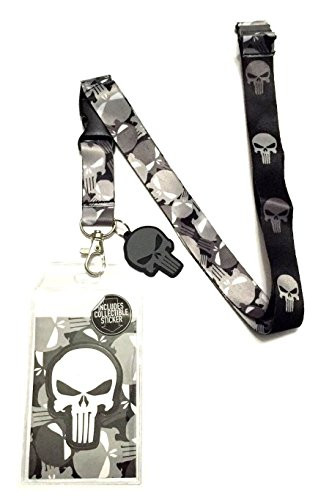 Marvel Comics THE PUNISHER LANYARD ID Holder Keychain w  Rubber Charm
