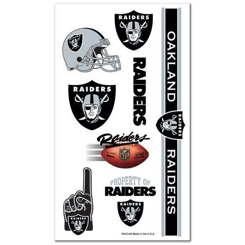 Oakland Raiders NFL Football licensed Variety Temporary Tattoos Sheet by WinCraft