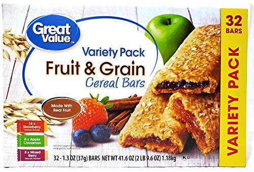 Great Value Fruit  and  Grain Bars  Variety Pack  41.6 oz  32 Count  Pack of 1