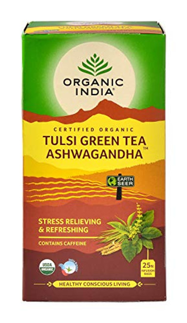Organic India - Tulsi Green Tea Ashwagandha 25 Tea Bag  Pack of 1  - India