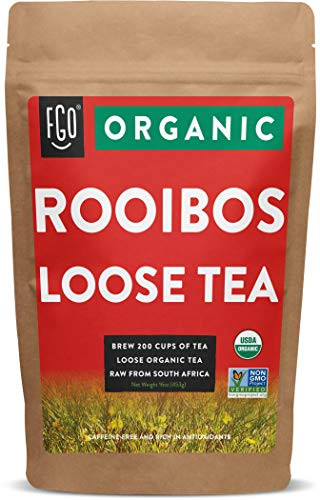 Organic Rooibos Loose Leaf Tea   Brew 200 Cups   Raw from South Africa   16oz 453g Resealable Kraft Bag   by FGO