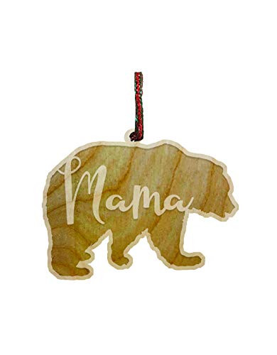 Hat Shark Parent Bear Negative Space Text Silhouette Engraved Printed Wooden Christmas Ornament Gift Seasonal Decoration  Mama Bear