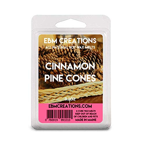 Cinnamon Pine Cones - Scented All Natural Soy Wax Melts - 6 Cube Clamshell 3.2oz Highly Scented