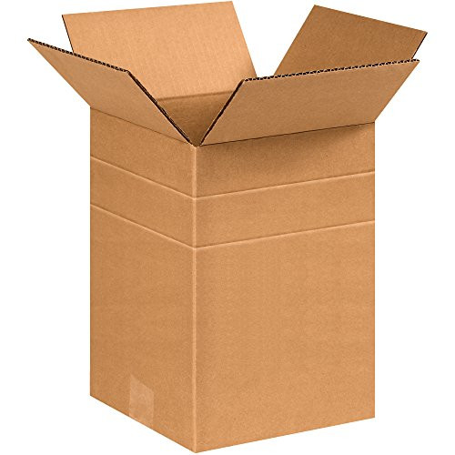 BOX USA BMD8812R Multi-Depth Corrugated Boxes, 8 1/2"L x 8 1/2"W x 12"H, Kraft (Pack of 25)