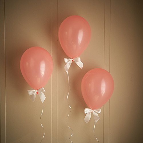 Coral Baby Shower Decorations. Light Coral Balloons with White Bows 8CT  Plus Curling Ribbon.