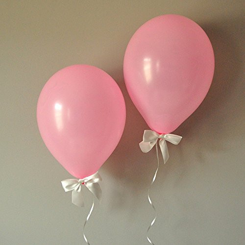 Winter Onederland Party Balloons. Baby Pink Balloons with White Bows 8CT with Curling Ribbon.