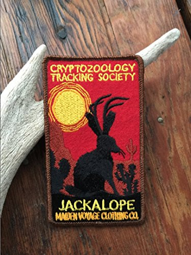 Jackalope Patch - Cryptozoology Tracking Society Animal Badge Rabbit Jackrabbit Desert Sun Cacti Sunset Cute Arizona