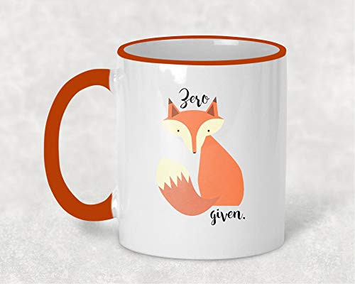 Zero Fox Given Orange Handle and Rim  11 oz. Mug  Funny Coffee Cup  Humor  Funny Gag Gift