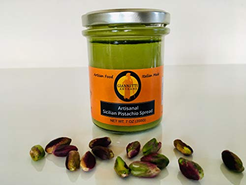 Giannetti Artisans Sicilian Pistachio Spread Artisan Made with NO PALM OIL  and  Sicilian Pistachios - Imported from Bronte  Sicily - 7.05 OZ