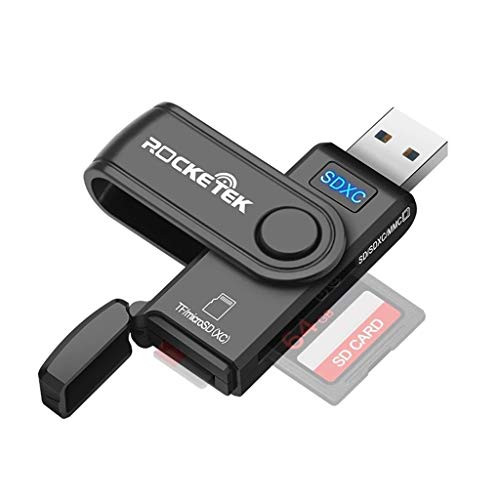 Rocketek SD TF Card Reader  USB 3.0 Memory Card Adapter Dual Slot for SD SDXC SDHC MMC RS-MMC Micro SDXC Micro SDHC for Mac  Windows  Linux  Chromebook  PS4  PC USB 3.0 Flash Drive HC-CR5 US