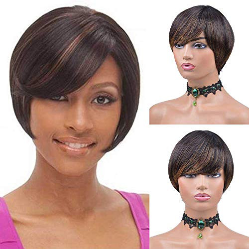 Straight Short Human Hair Wig with Bangs Brazilian Virgin Human Hair Wigs For Black Women Mix Color Pixie Cut Wigs OP1B30 Straight Short Human Hair Wig with Bangs Brazilian Virgin Human Hair Wigs For Black Women Mix Color Pixie Cut Wigs OP1B30