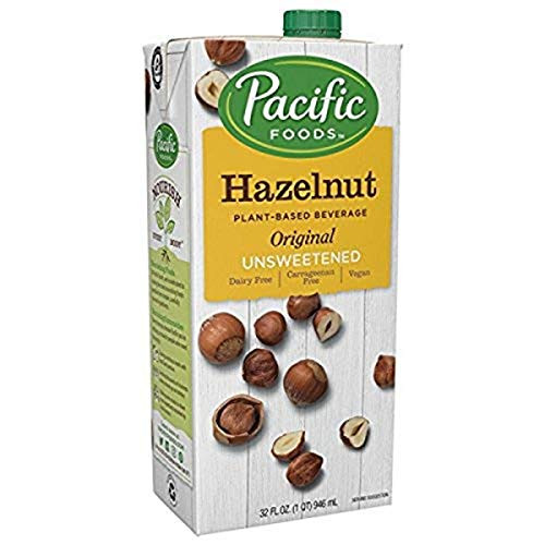 Pacific Foods Hazelnut Milk  Unsweetened Original  Shelf Stable  Plant-Based Vegan  Non GMO  32 Fl Oz  Pack of 6