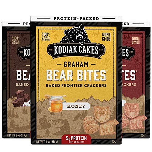 Kodiak Cakes Bear Bites Graham Crackers Variety Pack  Honey  Chocolate  and  Cinnamon Snacks