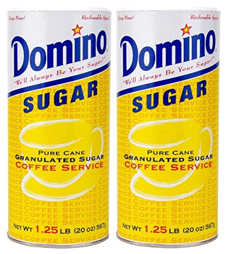 Domino Pure Cane Granulated Sugar. 20-Ounce Easy Pour Reclosable Top Canister  Pack of 2