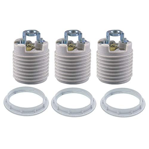 Keyless Porcelain Threaded Socket with Hickey TWDRTDD Medium Base E26 Threaded Keyless Porcelain Lampholder  Pack of 3