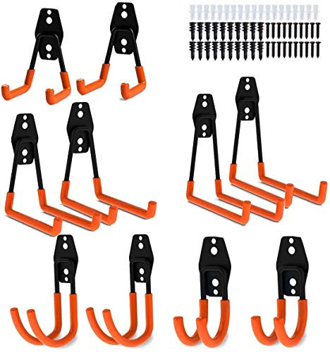 10 Pack Garage Storage Utility Hooks  Hooks with Anti-Slip Coating  Heavy Duty Wall Mounted Tool Holder Double Hooks for Ladders Chair Organizing Power Tools  Bulk Items