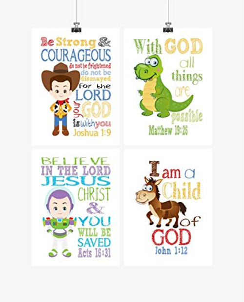 Toy Story Inspirational Nursery Art Set of 4 Prints - Woody Buzz Lightyear Rex and Bullseye Toy Story Inspirational Nursery Art Set of 4 Prints - Woody Buzz Lightyear Rex and Bullseye