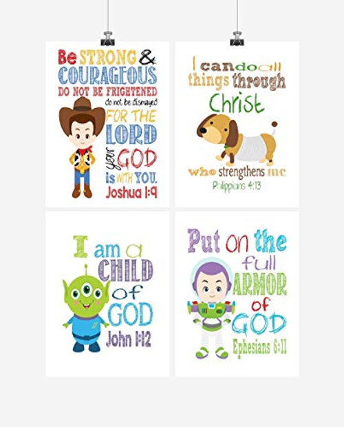 Toy Story Inspirational Nursery Art Set of 4 Prints - Woody Buzz Lightyear Slinky Dog and Alien - Multiple Sizes Toy Story Inspirational Nursery Art Set of 4 Prints - Woody Buzz Lightyear Slinky Dog and Alien - Multiple Sizes