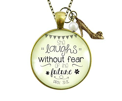 Gutsy Goodness 24 inch She Laughs Without Fear Faith Necklace Womens Proverb 31 Quote Jewelry Gutsy Goodness 24 inch She Laughs Without Fear Faith Necklace Womens Proverb 31 Quote Jewelry