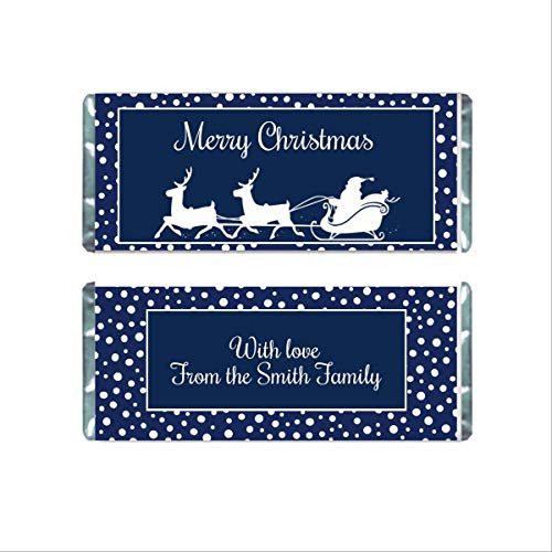 Christmas Santa Sleigh Personalized Candy Bar Wrappers for Chocolate  Christmas Party Favors  Pack of 20