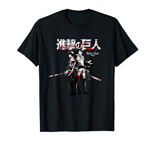 Mens Attack on Titan Levi and Eren Blood T-Shirt