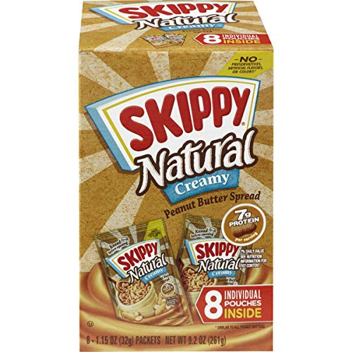 SKIPPY Natural Creamy Peanut Butter Spread Individual Squeeze Packs  1.15 Ounce  64 Pouches