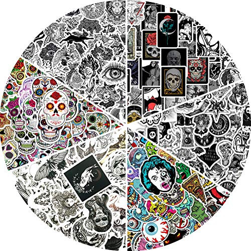 300PCS Gothic Stickers Laptop  Skateboard  Water Bottles  Computer  Phone  Luggage Cup  Cool Punk Skull Stickers for Adult  Teens  Stickers Can Be Pasted Repeatedly