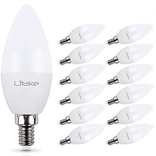 Litake E12 Candelabra LED Bulbs E12 LED Candle Light Bulbs 60 Watt Equivalent Small Base Chandelier LED Light Bulbs 2700K Warm White 600 Lumen?12 Packs