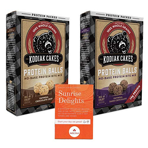 Kodiak Cakes No-Bake Protein Balls - 2 Flavors - Oatmeal Chocolate Chip and Dark Chocolate - Includes Free Recipe and Fun Facts Booklet Sunrise Delights Kodiak Cakes No-Bake Protein Balls - 2 Flavors - Oatmeal Chocolate Chip and Dark Chocolate - Includes Free Recipe and Fun Facts Booklet Sunrise Delights