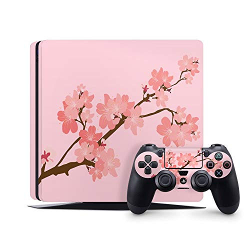 PS4 Slim Skins Console and Controller by ZOOMHITSKINS  Same Decal Quality for Cars  Asiatic Bloom Orient Japan Flower Delicate Spring Cherrie Floret Sakura Anime  Fit PS4 Slim  Made in USA