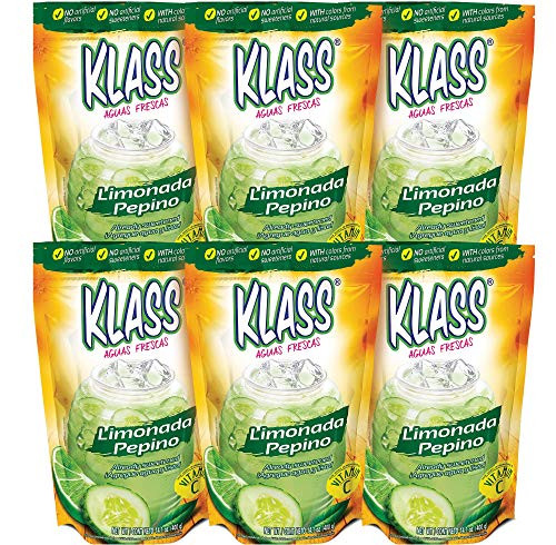 Klass Aguas Frescas Limonada Pepino Cucumber Lemonade  No Artificial Flavors  No Artificial Sweeteners  14.1 oz Pouch  Pack of 6