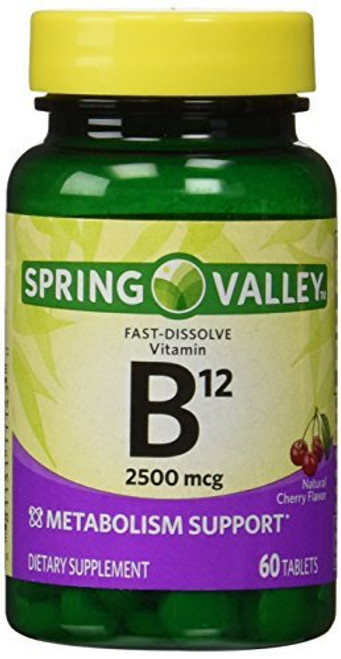 Spring Valley - Vitamin B-12 2500 mcg Sublingual 60 Microlozenges by Spring Valley Spring Valley - Vitamin B-12 2500 mcg Sublingual 60 Microlozenges by Spring Valley