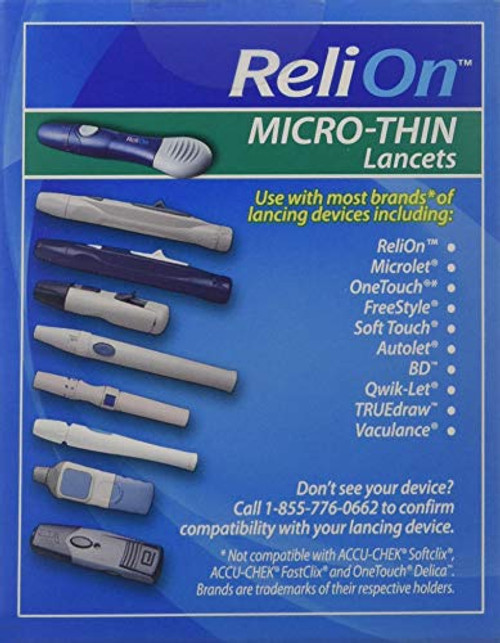 ReliOn 33G Micro-Thin Lancets 100-ct Pack of 2 ReliOn 33G Micro-Thin Lancets 100-ct Pack of 2