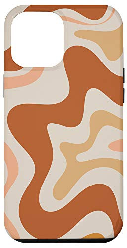 iPhone 12 Pro Max Retro Liquid Swirl Abstract Pattern in Terracotta Tones Case