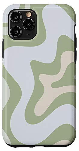 iPhone 11 Pro Retro Liquid Swirl Abstract Pattern in Sage Green Case