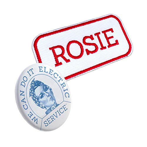 We Can Rosie Pin and Patch for Rosie The Riveter Costume  Blue Poster Pin and Patch