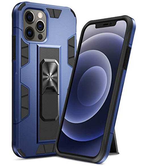 Ruky Case for iPhone 12 Pro  iPhone 12 12 Pro Case with Stand Kickstand Vertical and Horizontal Military Grade Heavy Duty Shockproof Anti Scratch Dual Layer Rugged Cover for iPhone 12 12 Pro 6.1 inch  Blue