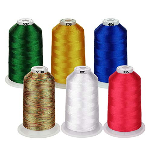 Simthread 42 Options Various Assorted Color Packs of Polyester Embroidery Machine Thread Huge Spool 5000M for All Embroidery Machines  6 Christmas