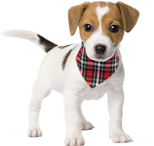 DroolingDog Dog Bandanas Scarfs for Puppy Small Medium Large Dogs Plaid Reversible Pets Bandanas Accessories Triangle Bibs Kerchief Set  Pack of 3